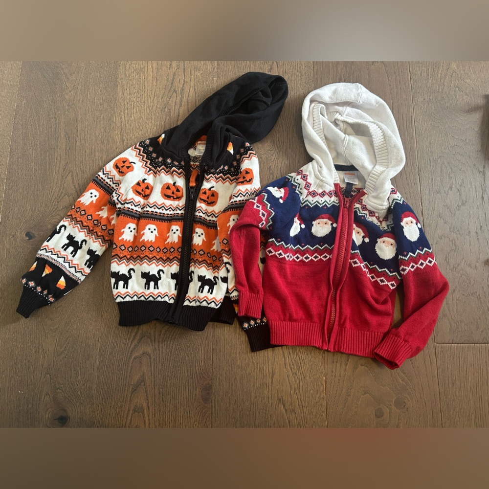 $5 add in Gymboree Halloween and Christmas zip up sweater Set